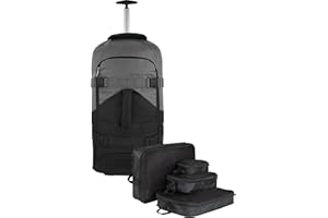 normani Reisetasche mit Rollen und Rucksackfunktion 60 L Reisetrolley Rucksack mit Rollen mit 4 Kleidertaschen