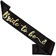 WOBBOX Bachelorette Party Sash For Bride & Groom, Bride To Be Sash, Briadal Shower Sash, Team Bride Sash, Bachelorette Party Decoration Items- Black Gold Foil Text Bride to be