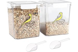 APITOS Bird Seed Storage Container 2Pack Pet Food Container-with Spoons Airtight Wild Bird Seed Dispenser with Lid Garden Birds Seed Feed Container Storing Sunflower Seed and Mealworms BPA Free7.7lb/Clear
