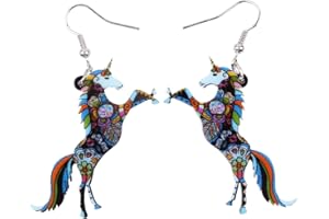 BONSNY Unicorn Horse Charm Drop Dangle Animal Magical Dangle Drop Acrylic Earrings Women Children