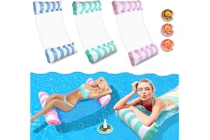 Weeupolfun 3 Pack 4-in-1Hamaca de Agua y Soporte de Bebida Flotadores Inflable para Adultos Aplicado a Piscina,Playa y Bañera de Hidromasaje