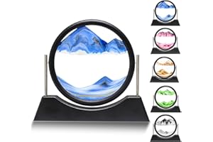 Liangding Cuadros de Arena Giratorios, Pintura de Arena 3D, Paisaje de Arena 3D Dinámico Redondo, Arte de Arena en Movimiento Decoración Adstética Oficina Salón, Regalos para Niños Adultos (Azul, 7")