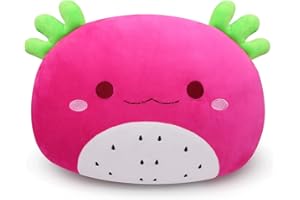 YAMEPUIA Dragon Fruit Cow Plush Pillow Cow Stuffed Animal, Dragon Fruit Pillow Round Stuffed Cow Pillow,Cow Cushion Plush Toy Pillow Gifts for Kids Sleeping Room Decoration