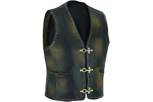 Mufimex, Herren Lederweste Kutte Biker Rocker Weste Motorradweste Motorrad Clubweste Antik Schwarz Gr. S - 4XL MF550