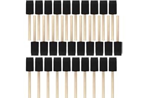 BLMHTWO 30 Stück Schwammpinsel, Schaumstoffpinsel 2,5 cm Holzgriff Schaumstoff Pinsel Waschbare Schaumstoff Stupfpinsel Zum Malen FäRben Verschmieren Kunsthandwerk