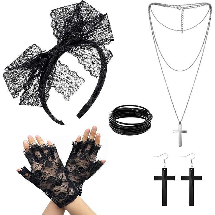 Lot De 4 Paires De Mitaines En Résille Noire (longues Et Courtes) - Accessoire Déguisement Années 80, Soirée