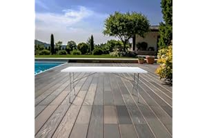 KAMBERG® - Table Pliante 180 x 74 x 74 cm - Rectangulaire Blanche 6/8 Personnes - Table de Jardin - Table de Camping
