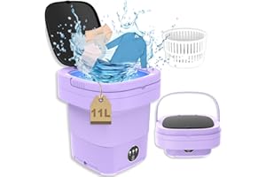 SULIAO Portable Washing Machine, Mini Portable Washer Machine, 11L Foldable Small Smart Laundry Machine with 3 Cleaning Modes for Baby Clothes, Underwear, Camping, RV, Travel Purple