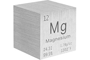 STPCTOU Magnesium Cube Pure Metal High Density Cube Laser Engraved Cube for Element Collection Lab Material Periodic Table of Elements Collection DIY Teacher Science Creative Gift (Magnesium, 1 Inch)