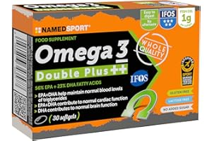 NAMEDSPORT SUPERFOOD NAMEDSPORT Omega 3 Double Plus | Integratori Omega 3 Alta Concentrazione EPA + DHA da Olio di Pesce Purificato | Certificato IFOS & Informed Sport | Supporto per Cuore, Cervello, Vista | 30 Softgels