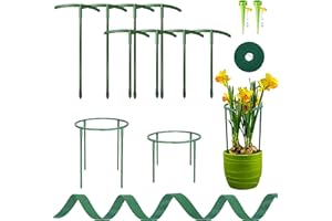 Kakveiai 8 Stück Pflanzenstütze für Garten, Pflanzenhalter, Rankhilfe Zimmerpflanzen, Blumenstütze, mit Pflanzenbinder, Freies Spleißen, für Topfpflanzen, Tomaten, Blumen(4Stück 25cm+4Stück15cm)