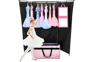 CYUREAY Dance Bag with Garment Rack and Privacy Curtain, Bling Dance Bag with Curtain, Collapsible Dance Competition Bags with Stand for Shows, Livestreamers, Travel, pink, Fashion