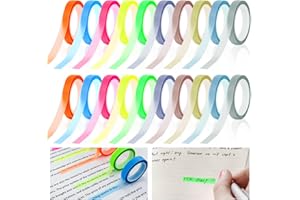 ANZOAT 20 Rotoli Strisce Adesive Evidenziatore, 5m*6mm Highlight Strips, Colorati Traslucide Segnapagina Adesivi, Segnapagina Etichette per Leggere, Prendere Appunti