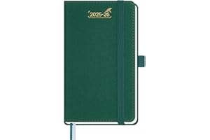 BEZEND Petit Agenda 2026 de Poche 15,5 x 9 cm Agenda Semainier 2026 avec Double Horaire 1 Semaine 2 Pages | 18 Mois Du juil. 25 à déc. 26 | Couverture Rigide en Cuir PU - Vert Forêt