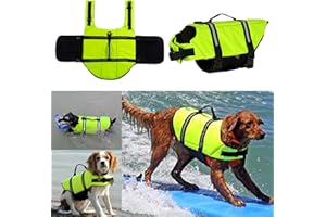 DINGLONG Gilet de Sauvetage pour Chien -Gilet de Sauvetage pour Chien Réglable avec Souple Poignée Gilet de Sauvetage Flottaison, Idéal pour la Natation et la Sécurité de Votre Chien dans l'eau (XL)