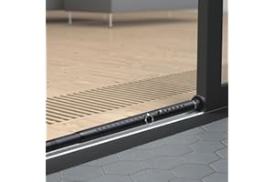 HOSKO Barra de seguridad para puerta corredera, cerraduras de seguridad ajustables para ventanas con puntas de goma, 45-128 cm, cerradura de seguridad para puerta de patio, color negro para el hogar y