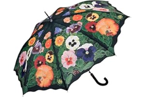 VON LILIENFELD® Ombrello Fiore Viole del Pensiero Tema Pioggia Lungo Automatico Stabile Colorato Donna