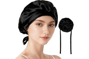 ytorgr Gorro de seda para dormir 100% seda de morera ajustable suave gorro de dormir de seda para cabello rizado y liso