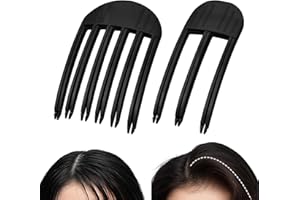 BD-HEREGO 2Pcs Wind Shaping Styling Combs for Fluffy Bangs-2 Sizes(3/6 Teeth) High Crown Volume Tools,Hair Volume Clips, No-Trace Hair Root Lifting Clips for Women & Men, Natural Volumising (Black)