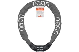 nean Zapięcie rowerowe z cyframi i wysokim stopniem bezpieczeństwa, zamek łańcuchowy, zamek szyfrowy z kodem, ogniwa z hartowanej stali, czarny, 6 mm x 900 mm (antracyt)