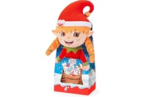 Kinder Mix Peluche - 11 Snack Dolci al Cioccolato Assortiti, Box Speciale con il Peluche Natalizio di Elfa, Idea Regalo, Confezione da 133 gr