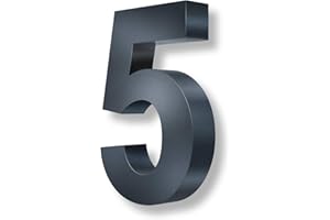 ‎METZLER Metzler 3D Hausnummer in Anthrazit aus Stahl - Hausnummer mit Pulverbeschichtung in Feinstruktur 7016 Anthrazitgrau matt - Höhe 20cm / Tiefe 3,5 cm - inkl. Montagematerial - Ziffer 5