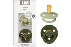 BIBS Colour Symmetrical Schnuller 2er Pack, BPA-frei Dummy-Schnuller, Symmetrischer Nippel. Naturkautschuk/Latex, Hergestellt in Dänemark. 0-6 Monate (2er Pack), Sage/Hunter Green