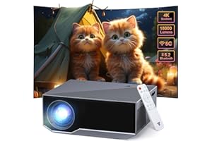Projecteur Wielio HD, résolution 1080P compatible 4K, projecteur Bluetooth WiFi, écran HD 18 000 lumens, compatible avec une taille de projection de 30 à 200 pouces, compatible avec plusieurs appareil