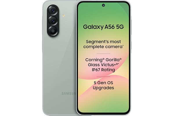 Samsung Galaxy A56 5G Mobile (Awesome Olive, 8GB, 128GB) | Segment Most Complete Triple Camera | 50MP | AI Editing | 4nm Proc