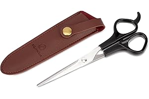 Equimour Mane Scissors - Sharp Stainless Steel Horse Scissors - Precise Cut for Strong Manes - Ergonomic Handle & Vegan Leather Case - Horse Accessories for Mane Care