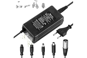 Ladegeräte für Scooter,Wyxron E Scooter Ladegerät 42V2A Hoverboard Ladekabel mit Ventilator 5 Anschlüssen für 36V Lithium Batterie, für Elektroroller E-Bike