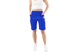 URBAN STITCH Womens Capri Trousers Shorts with Pockets Casual Wear Full Length Trousers Elasticated High Waist Pants Lounge Wear Plus Size