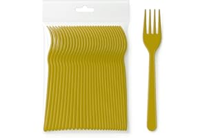 ecodrinks - Forchette in Plastica - Eleganza e Sostenibilità a Tavola - Resistenti Fino a 125°C, Lavabili e Riutilizzabili - Perfette per Eventi, Feste e Picnic (105, Oro)