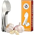 Kitchen Kraze © Premium Stainless Steel Garlic Press with Gift Box - Effortless Garlic Crusher for Cooking Lovers, Dishwasher Safe, Easy to Clean, No Peel Needed, Crushes Multiple Cloves.