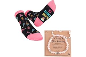 aieieii 2 Pcs 10th Birthday Gifts for Girls, Birthday Gifts for 10 Year Old Girls Adjustable Bracelets, Socks Kids Bracelets, Warm Bed Socks, Beautiful and Practical Gift