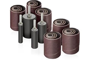 LINE10 Tools 28pk Sanding Drum and Sleeves Set, Spindle Sander Attachment for Drill and Drill-Press, Die-Grinder, 2-inch Extra Long Surface, 1/4-inch Shank 60, 80, 120 and 240 Grit