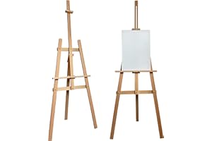 BASTELZONE XXL Staffelei Groß 170 cm aus Buchenholz für Leinwand bis 100 cm. Geeignet für Kinder und Erwachsene. Verstellbare Holzstaffelei für Hochzeit, Events, Kunstmalerei, Ausstellung, Außenwerbung