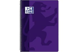 OXFORD SCHOOL CLASSIC Cuaderno Espiral Tapade Plástico Folio 4x4 con margen 80 Hojas LILA
