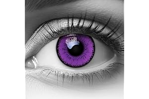 MERALENS Farbige Kontaktlinsen Halloween lila PURPLE FLOWER, 2 Stück (1 Paar), Ohne Sehstärke, violette lila Linsen, 2 x farbige Kontaktlinse für Cosplay, Karneval, Fasching, Anime