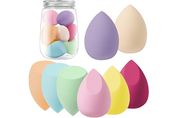 AUAUY Éponge de Maquillage, 8 Pièces Maquillage Éponge à Fond de Teint Blender pour Beauty, Éponge de Mélange sans Faille pour Crème et Poudre Liquides-3 Formes