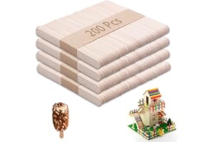 zoerbufan Lot de 200 bâtonnets en bois naturel pour loisirs créatifs, décoration de la maison