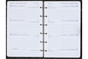 Agenda Moderne - 1 Recharge Pour Agenda Semainier de Janvier 2025 à Janvier 2026 - Ref Int 92 13S - Format 8 x 13 cm