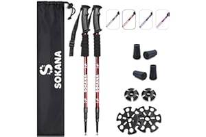 SOKANA Walking Poles 2 Pack Folding Walking Sticks for Men and Women | Lightweight Trekking Poles with Quick Lock System for Hiking Climbing Camping