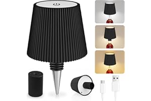 Flaschenlampe Aufsatz LED Aufladbar, 3 Einstellbare Farbtemperaturmodi, Touch Flaschen-Lampe, Schutzart IP54, Kabelloses USB Aufladbar Tischlampen, für Restaurant, Schlafzimmer, Garten, Bar.(Schwarz)