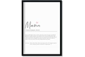 Urhome Kunstdruck Definition Mama ohne Bilderrahmen in DIN A4 - Worterklärung wie im Duden Lexikon Wandbild Wanddeko mit Spruch für Wohnung Familie Freunde Geschenk