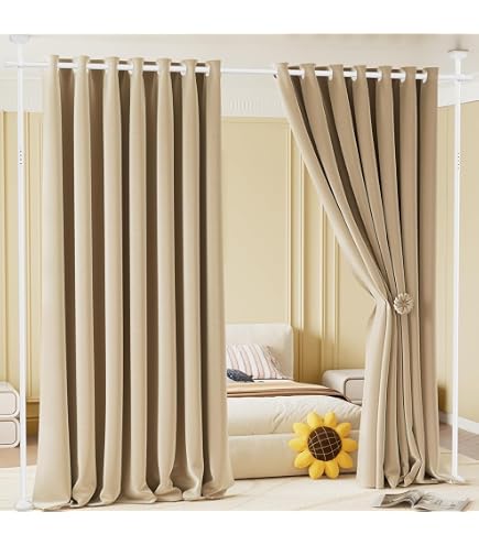 Tringle à Rideaux Yeabett Séparateur De Pièce - Réglable 122-305cm H, 70-177cm L - Sans Perçage