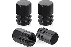 VIN BEAUTY Lot de 4 bouchons de valve de pneu de voiture - En métal - Universel - Noir - Pour voiture, vélo, moto