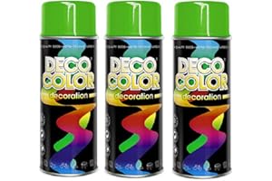 DECO COLOR Fahrzeugteile Hoffmann 3er Sparpack DC Lackspray glänzend 400ml nach RAL freie Farbauswahl (3 Dosen in gelbgrün glanz RAL 6018)