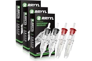 Rayyl Zestaw 60 sztuk wkładów jednorazowych #12 3RL 5RL 7RL 7RM 9RM 11RM permanentne konturówki do makijażu, zakrzywione magnum, 0,35 mm, dla początkujących i artystów