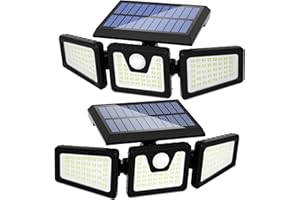FLOWood Solar Lights Outdoor, 118 LED Solar Security Lights with Motion Sensor PIR IP65 Waterproof 360° Adjustable Solar Flood Lights for Garage Garden Front Door Wall Driveway, 2 Pack